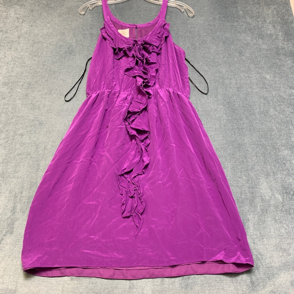 Suzi Chin for Maggy Boutique Ruffle Front A Line Mini Dress Womens 10 Purple